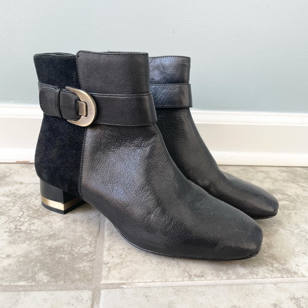Circa Joan & David Luxe Black & Gold Booties